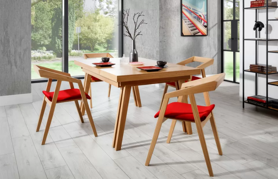 Komplet stół i 4 krzesła tapicerowane Spider